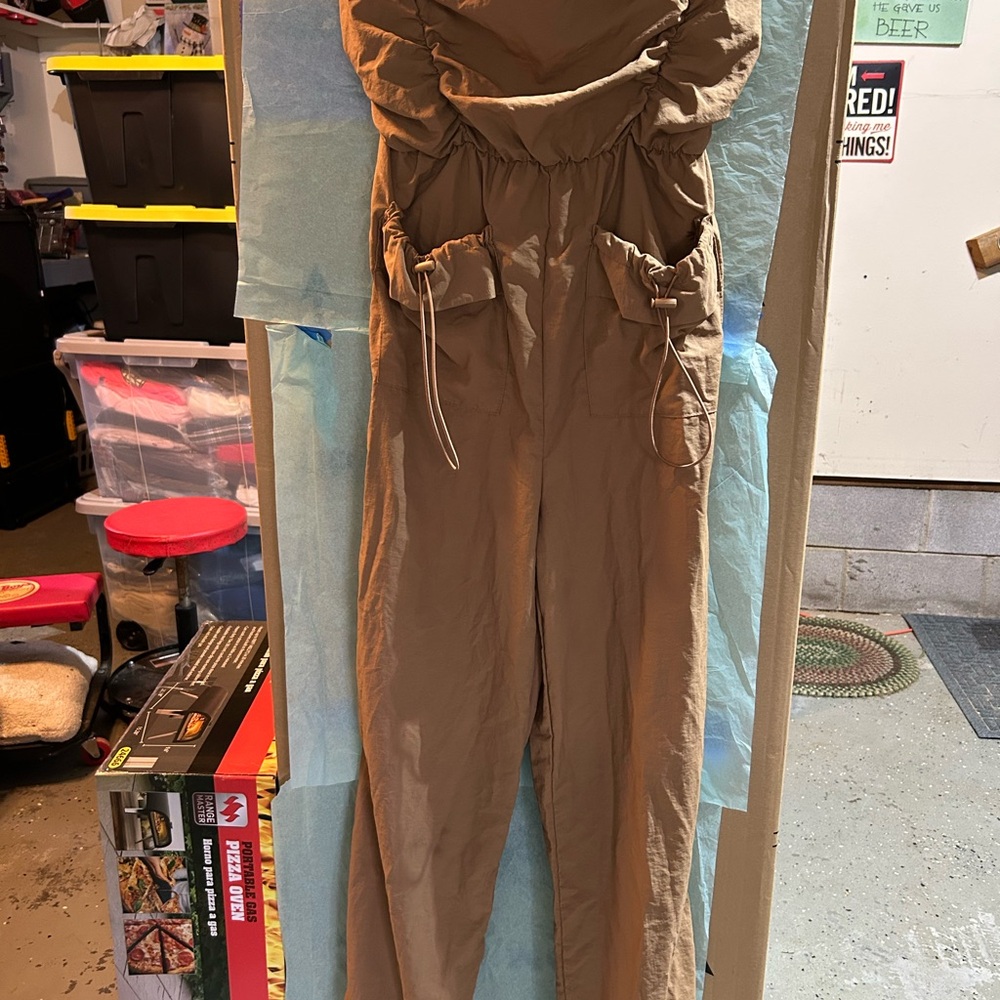 Women's Tan Jumpsuit - Picture 1 of 9